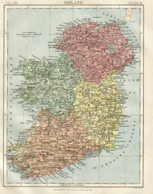 IRELAND 1876 original antique map  