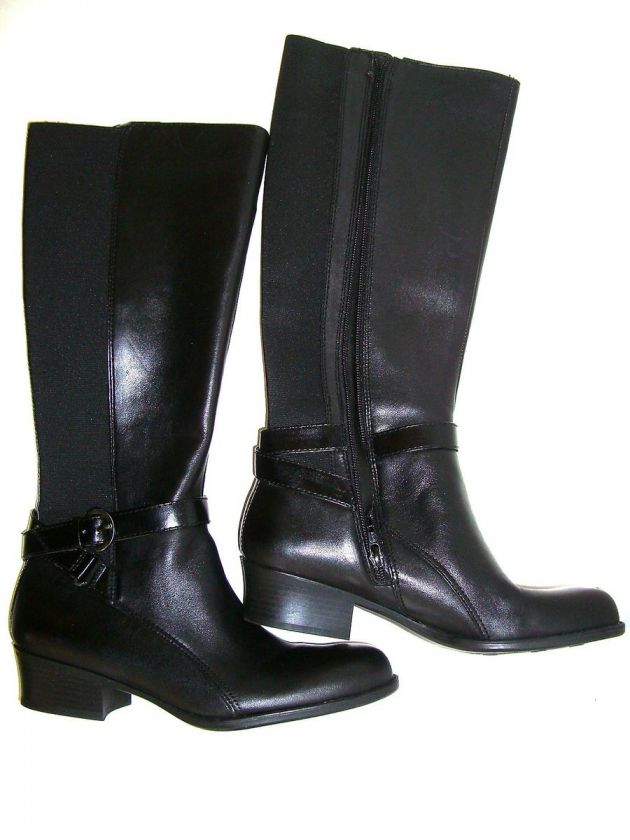 NATURALIZER ARRAY NEW Womens Black Leather Fabric Knee High Boots 