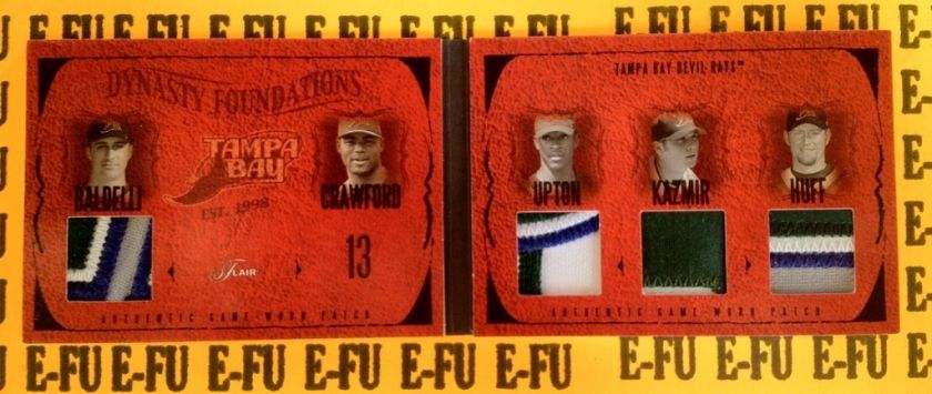 2005 Flair SICK QUAD Patch B.J. UPTON ROCCO BALDELLI AUBREY HUFF 