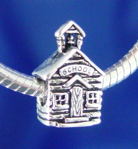 TEACHER OLD SCHOOL HOUSE STUDENT Silver European Charm Bead fit for 