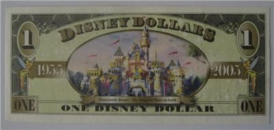 2005 $1 Disney Dollar 2005 CINDERELLA $1 DISNEYLAND DOLLARS  
