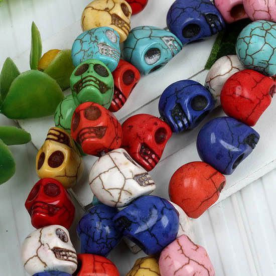 Colorful Howlite Turquoise Skull Loose Bead Charm 1Str  
