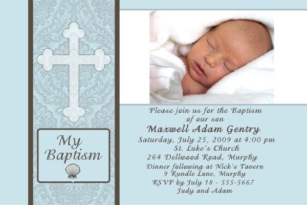 Baptism PHOTO Invitations BOY   YOU PRINT Hi Res File  