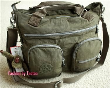   with Tag Kipling Adomma Handbag Shoulder Bag w furry Monkey Ginko Leaf