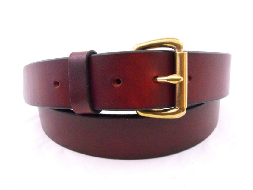 Show Harness Chestnut Work Leather Belt Solid Brass Roller Buckle Made 