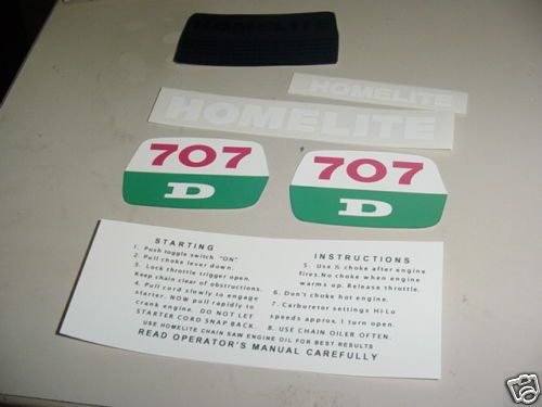 HOMELITE CHAINSAW 707D DECAL STICKER SET NEW  