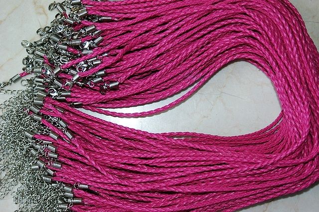 10pcs hot pink color braided leather cord necklace 3MM  