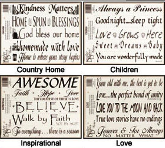Word Quote Wall Art DecalsHome Faith Love Child Set/5  