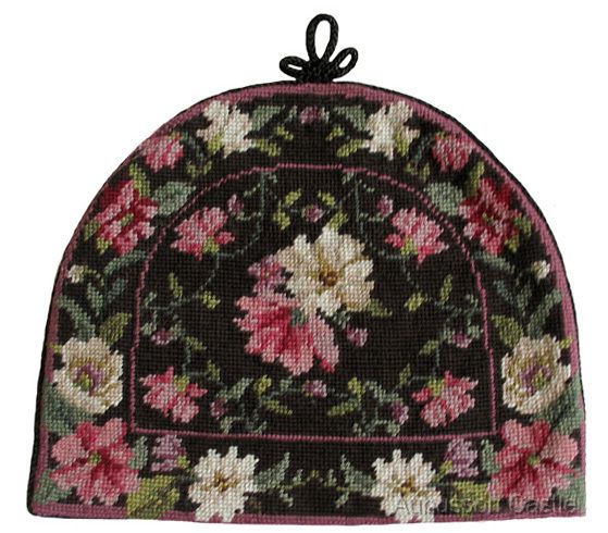  Embroidered Tea Cosy Cozy Gift $100 English Rose Cottage Garden  