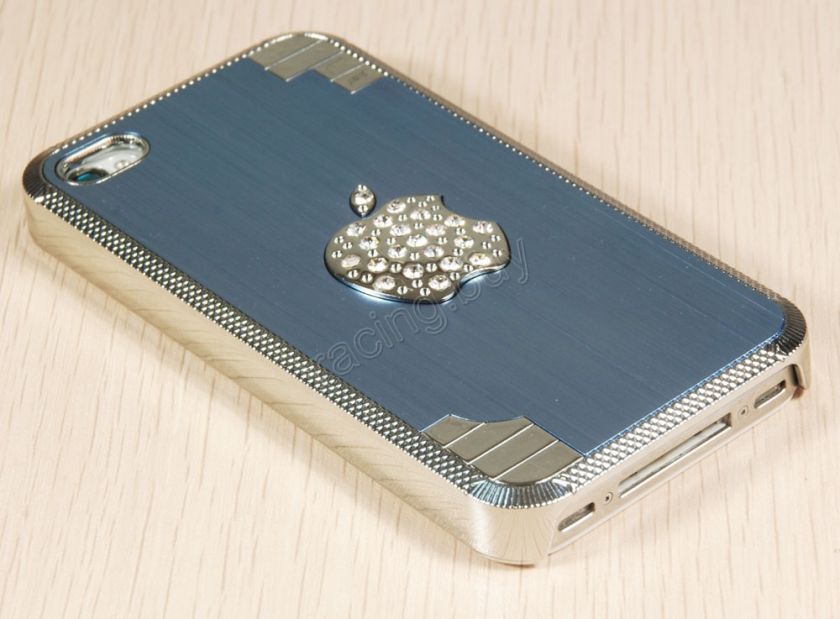   Glitter Case Skin Chrome w/Apple Logo For iPhone 4G 4S 4TH  