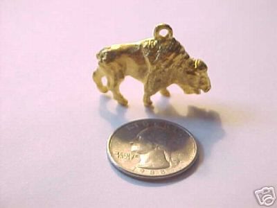 Buffalo Western Watch Fob Figural Gold Plate  