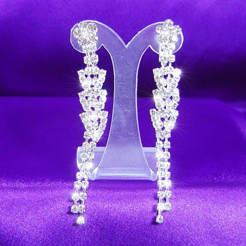 Bridal Party Rhinestone Pageant Dangle Earrings E1012  