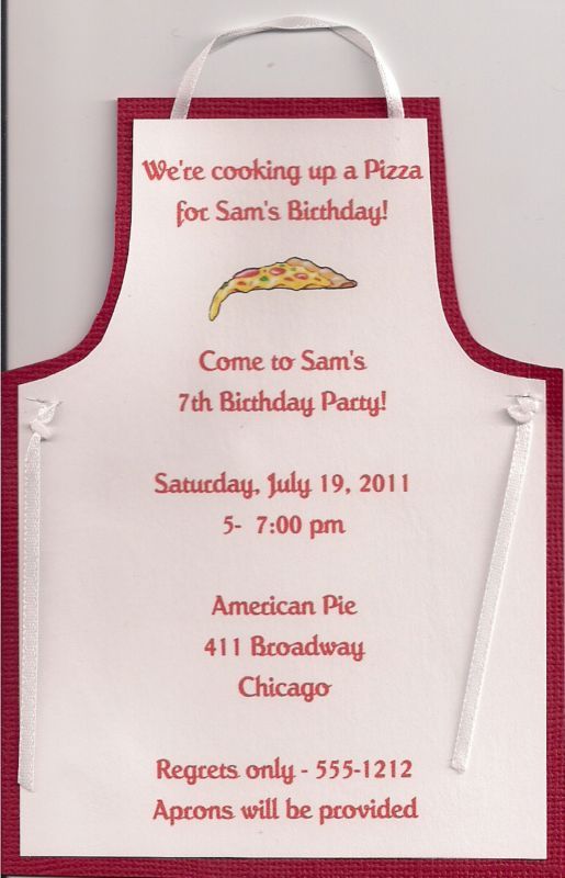 Apron Pizza Birthday Invitations Personalized  