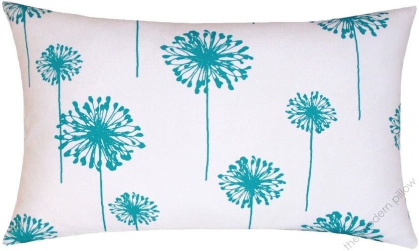 12x18 TURQUOISE DANDELION decorative throw pillow cover  