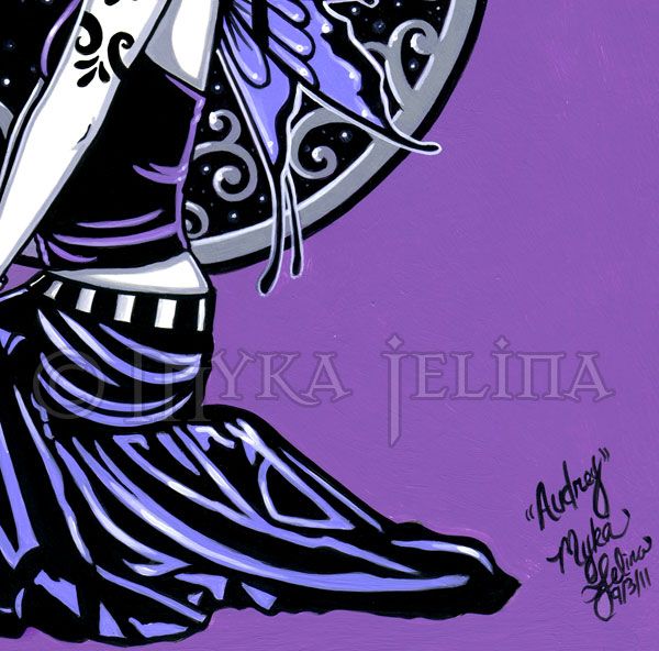 Purple Gothic Victorian Moon Fairy 13x19 PRINT Audrey  