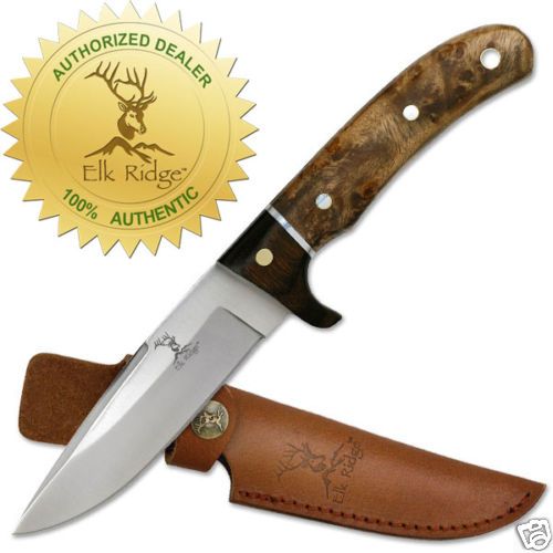 Elk Ridge Genuine Burl Wood Hunting Skinning Knife NEW  