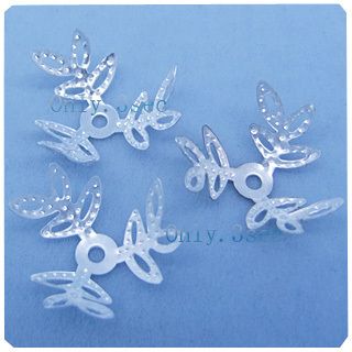   plated 3 leaves flower Metal Filigree beads caps 15mm Finding P180