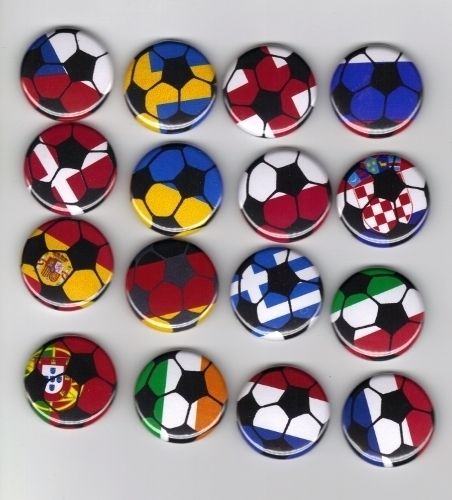   16 Euro Soccer Flags * Badges Buttons Pins Lot All 16 Euro 2012 Flags