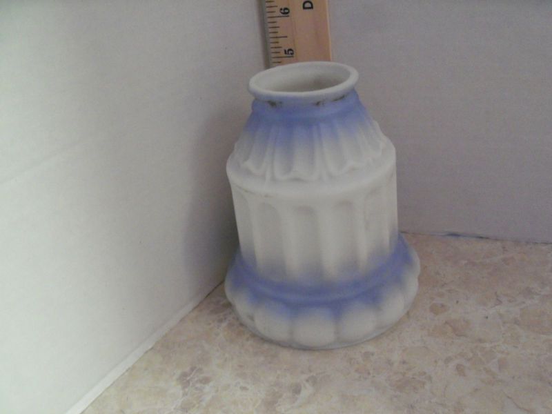 ANTIQUE SHADE OLD GLASS LAMP SHADE BLUE FROSTED SHADE  