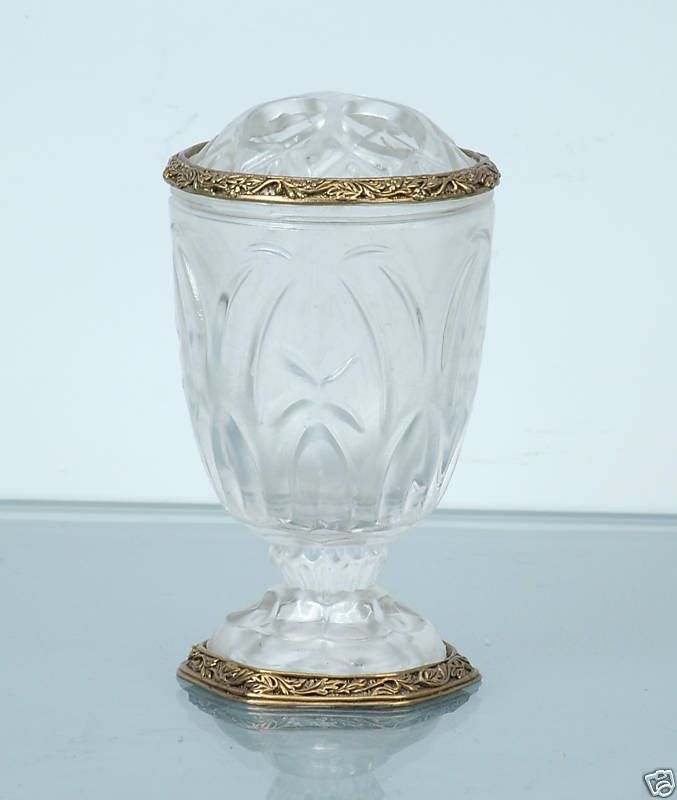 NEW ITALIAN CRYSTAL TOOTHBRUSH HOLDER ACCENTED W BRASS  